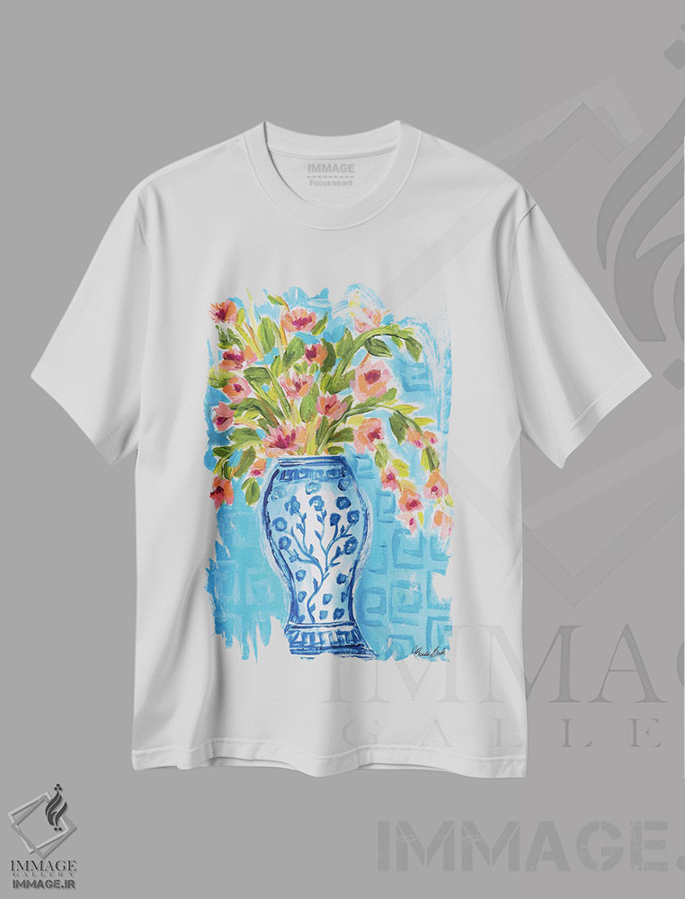 تیشرت طرح دار گلدان بلند، شینوازری اثر برندا بوش | فروشگاه ایماژ