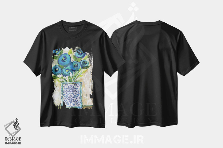 تیشرت طرح دار رزهای ماه آبی، شینوازری اثر برندا بوش | immage.ir
