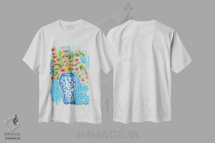 تیشرت طرح دار گلدان بلند، شینوازری اثر برندا بوش | فروشگاه ایماژ