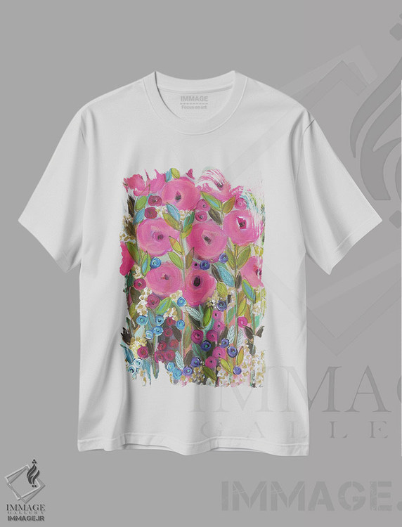 تیشرت طرح دار رزهای صورتی هزاره، دکور معاصر اثر برندا بوش | فروشگاه ایماژ
