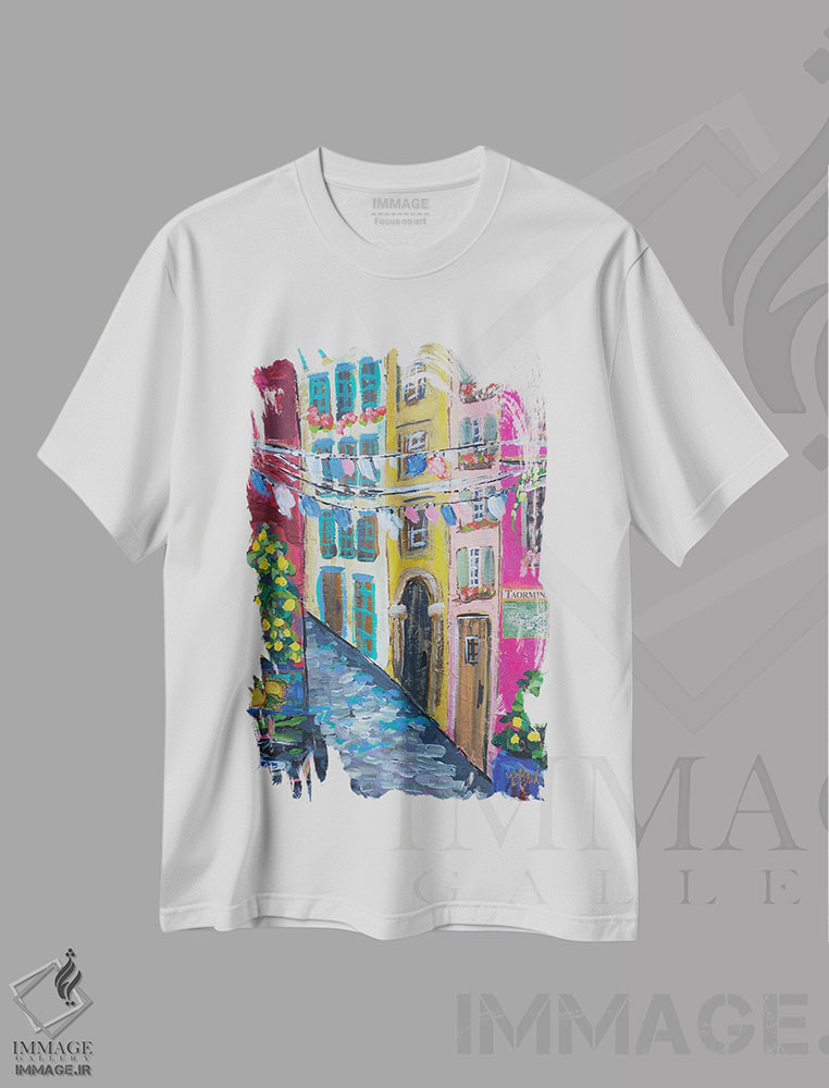 تیشرت طرح دار خیابان های سیسیل، مدیوم اثر برندا بوش | فروشگاه ایماژ