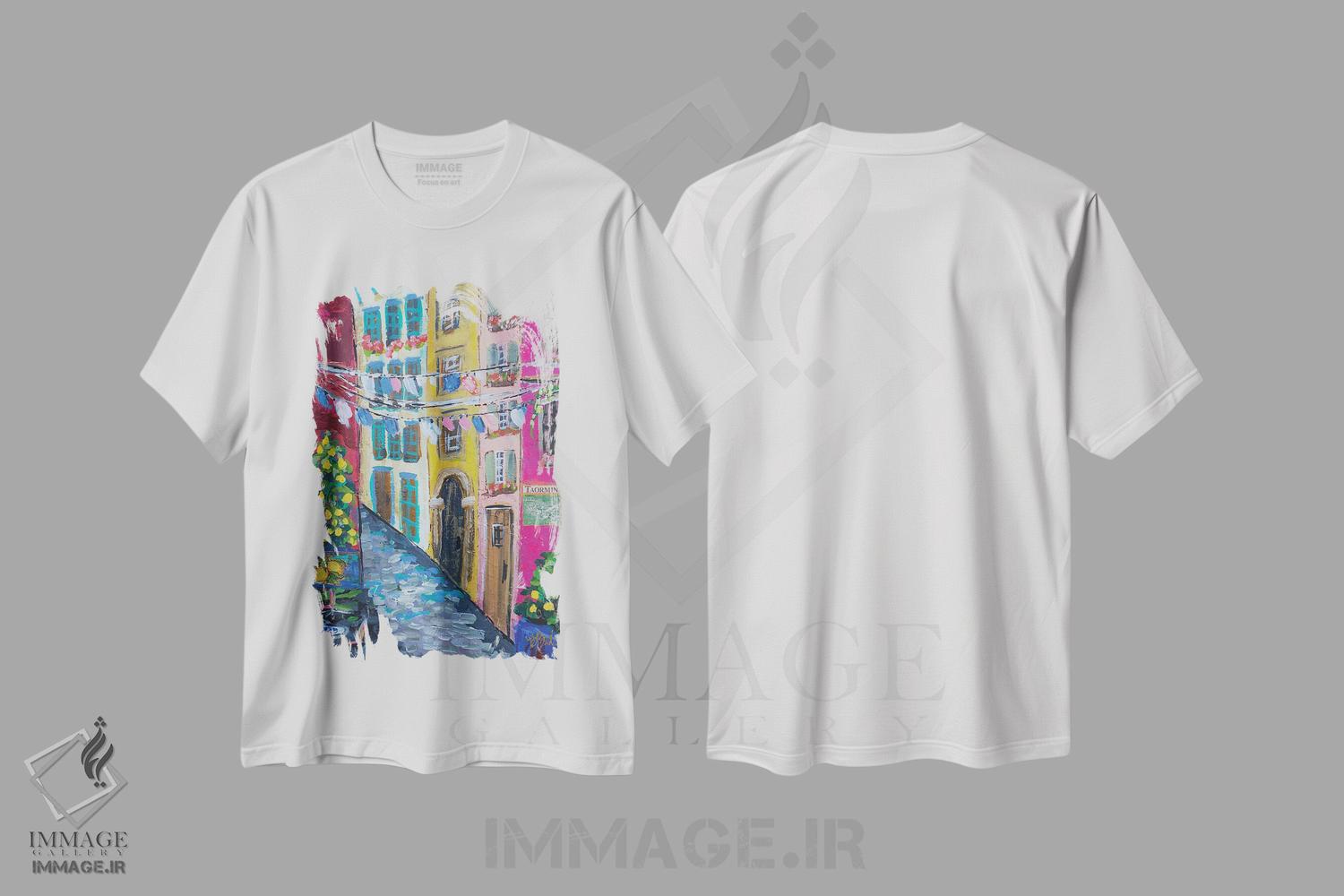تیشرت طرح دار خیابان های سیسیل، مدیوم اثر برندا بوش | فروشگاه ایماژ
