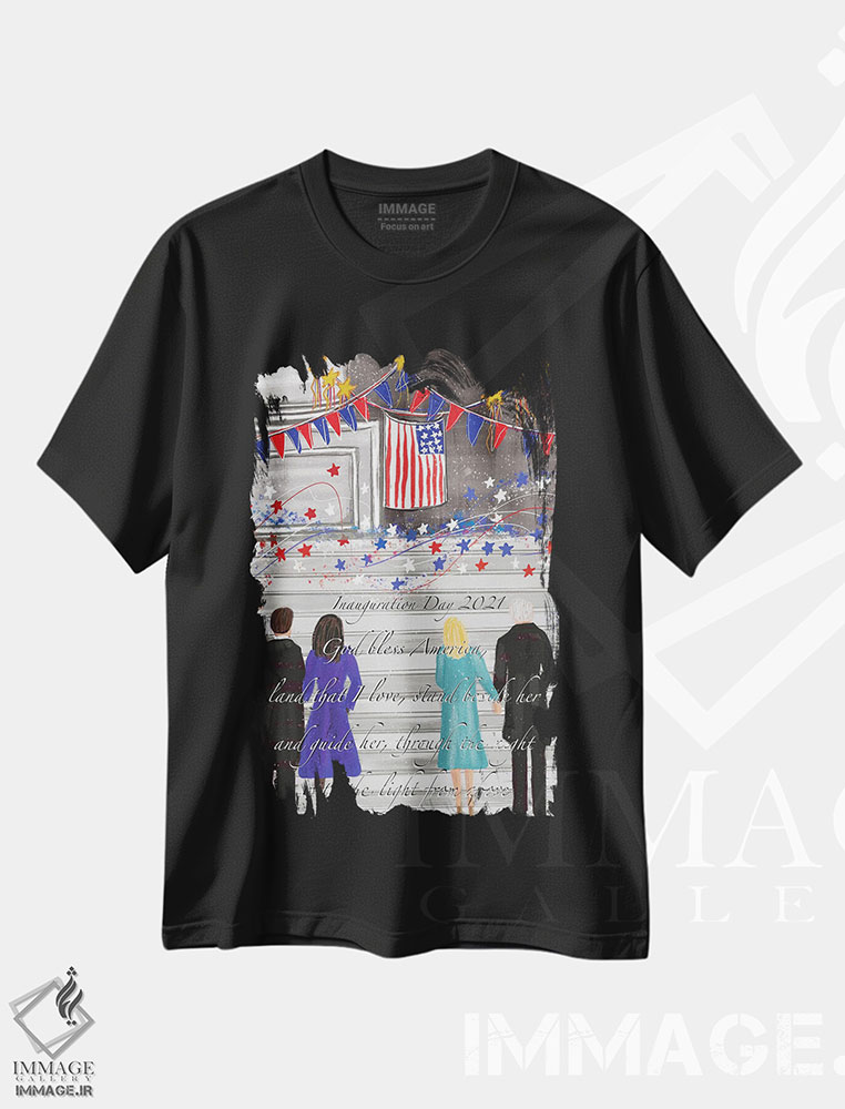 تیشرت طرح دار روز افتتاحیه، دکور آمریکایی اثر برندا بوش | فروشگاه ایماژ