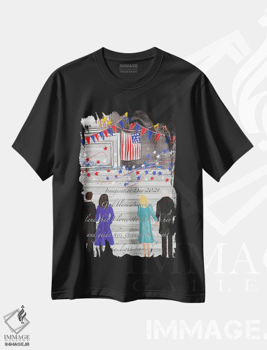 تیشرت طرح دار روز افتتاحیه، دکور آمریکایی اثر برندا بوش | فروشگاه ایماژ