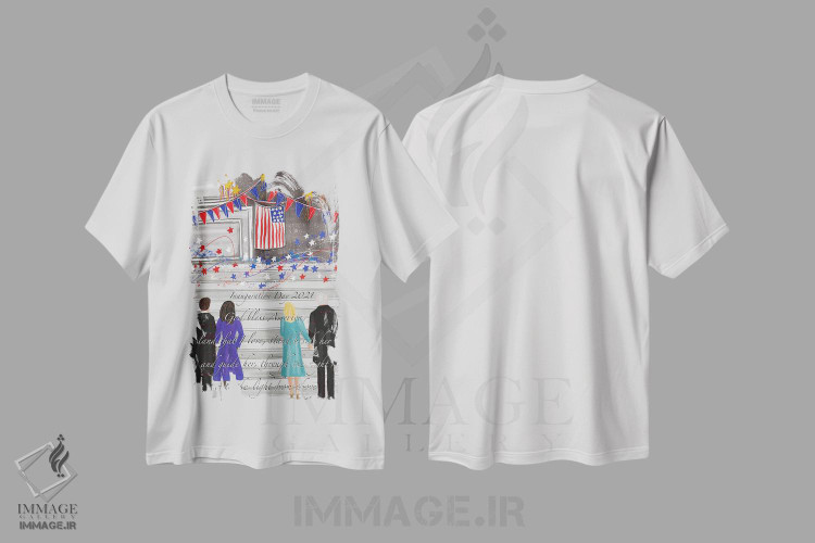 تیشرت طرح دار روز افتتاحیه، دکور آمریکایی اثر برندا بوش | immage.ir