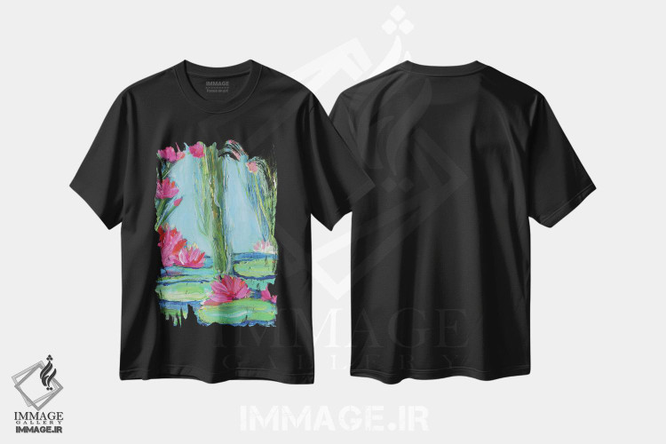 تیشرت طرح دار بهشت نیلوفرهای آبی، دکور معاصر اثر برندا بوش | immage.ir