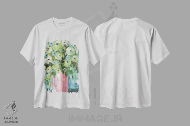 تیشرت طرح دار گلدان گلگون، دکور معاصر اثر برندا بوش | immage.ir