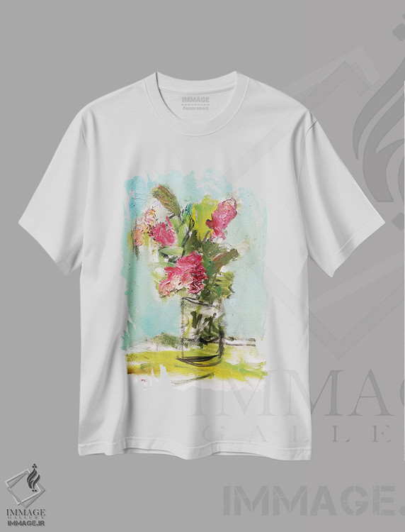 تیشرت طرح دار سوسن فیروزه ای، تزئینی اثر بردفورد برنر | فروشگاه ایماژ