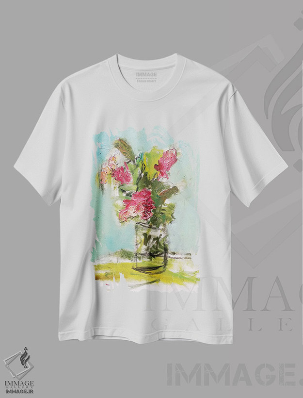 تیشرت طرح دار سوسن فیروزه ای، تزئینی اثر بردفورد برنر | فروشگاه ایماژ