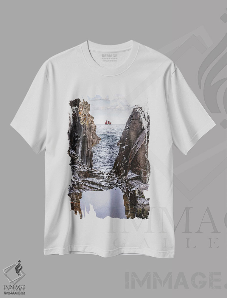 تیشرت طرح دار ماجراجویی فراتر از صخره ها، مدیوم اثر برایان بیلکه | immage.ir