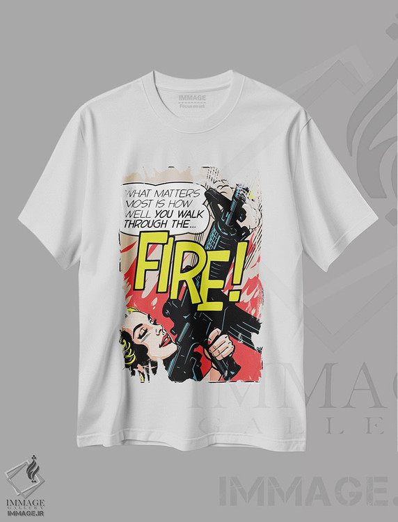 تیشرت طرح دار عبور از میان آتش، هنر دیجیتال اثر بوچر بیلی | فروشگاه ایماژ