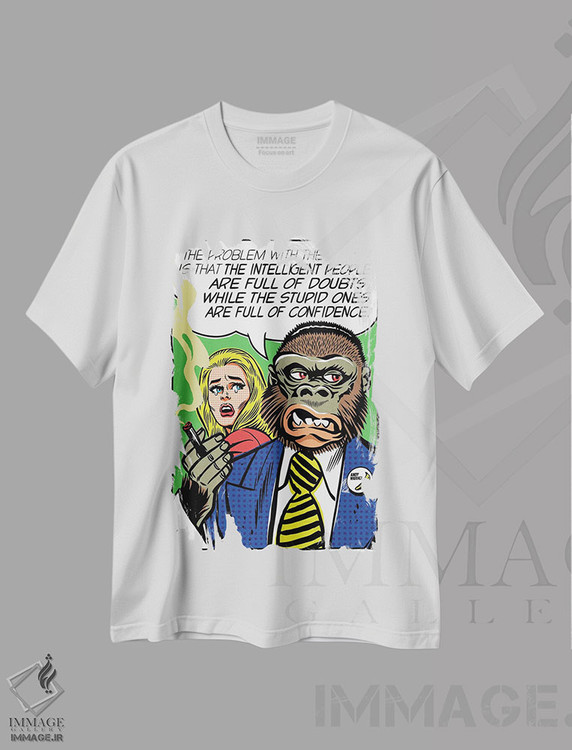 تیشرت طرح دار مشکل جهان، هنر فاخر معاصر اثر بوچر بیلی | immage.ir