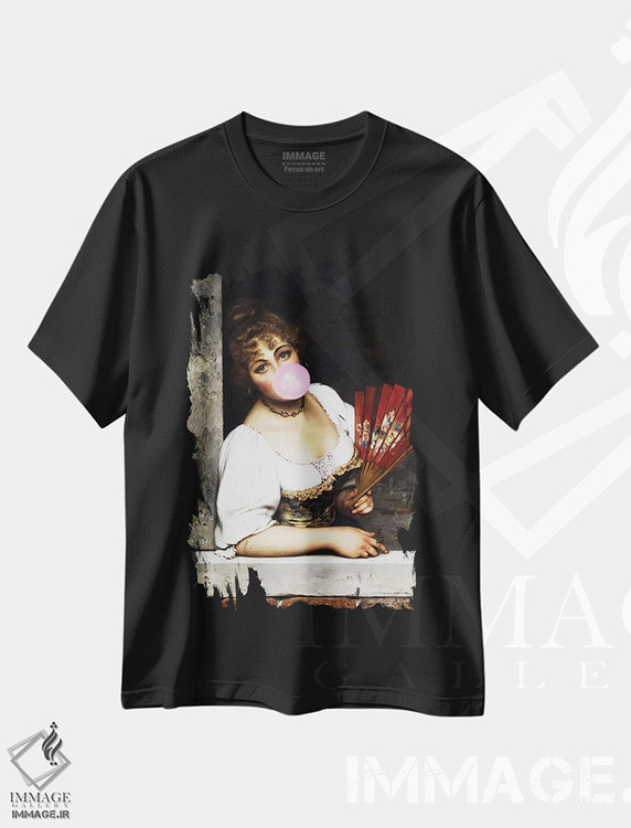 تیشرت طرح دار پرتره زن با آدامس بادکنکی I، تزئینی اثر بونا فیدسا | immage.ir