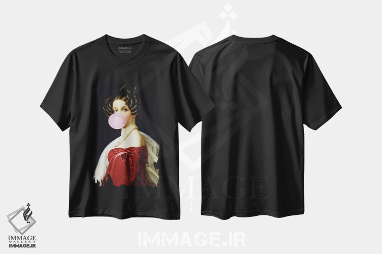 تیشرت طرح دار پرتره زن با آدامس بادکنکی IV، تزئینی اثر بونا فیدسا | فروشگاه ایماژ