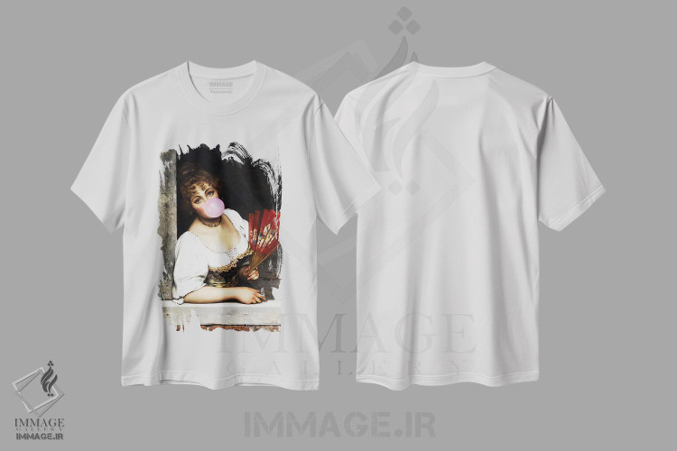 تیشرت طرح دار پرتره زن با آدامس بادکنکی I، تزئینی اثر بونا فیدسا | فروشگاه ایماژ