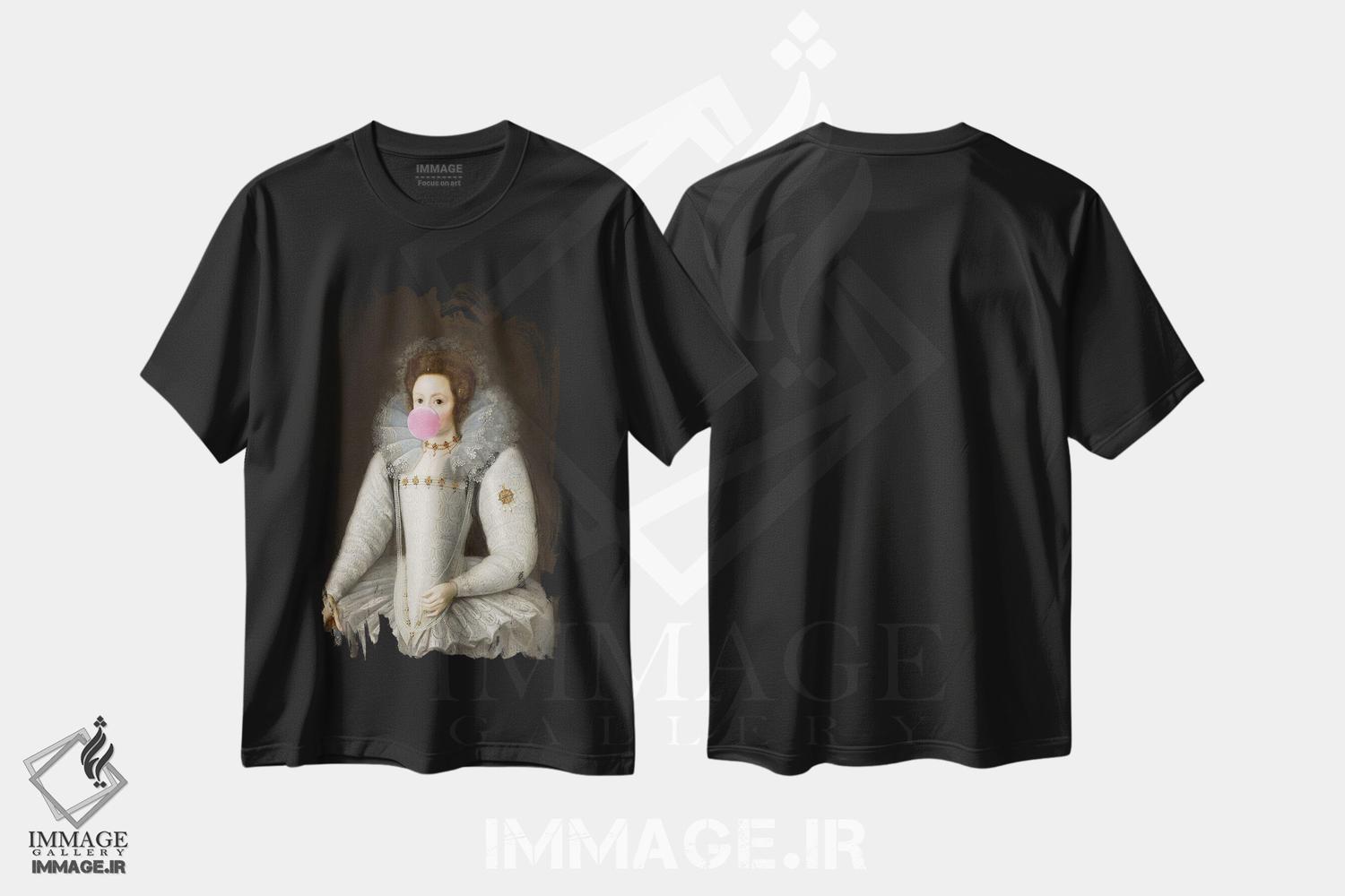 تیشرت طرح دار پرتره زن با آدامس بادکنکی V، تزئینی اثر بونا فیدسا | فروشگاه ایماژ