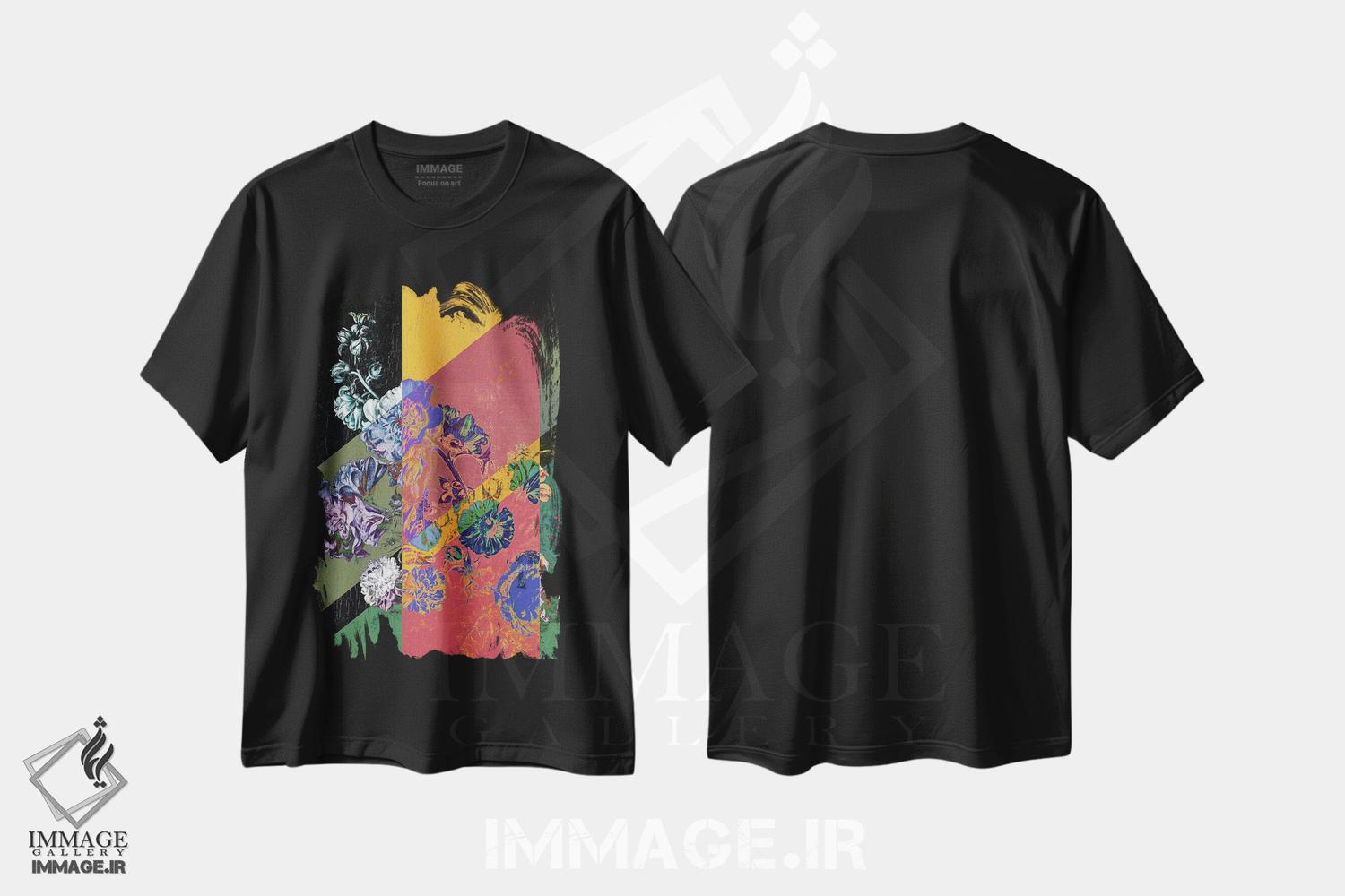 تیشرت طرح دار گل رنگارنگ فانکی، آبستره اثر بونا فیدسا | immage.ir