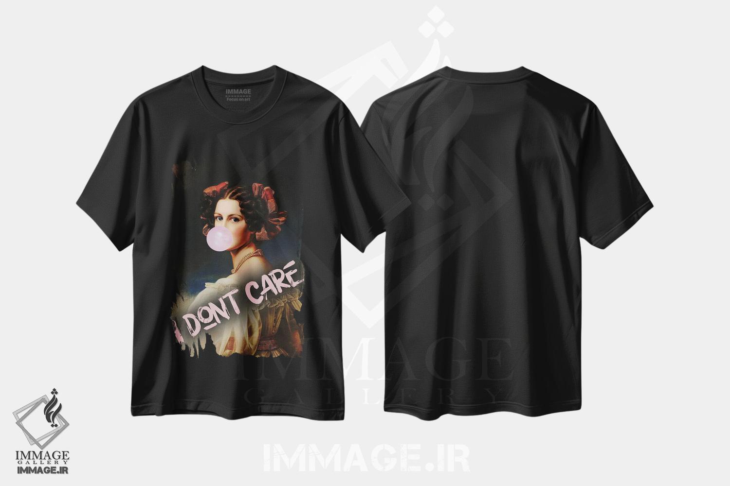 تیشرت طرح دار پرترهٔ آدامس بادکنکی همراه با نقل قول، تزئینی اثر بونا فیدسا | immage.ir