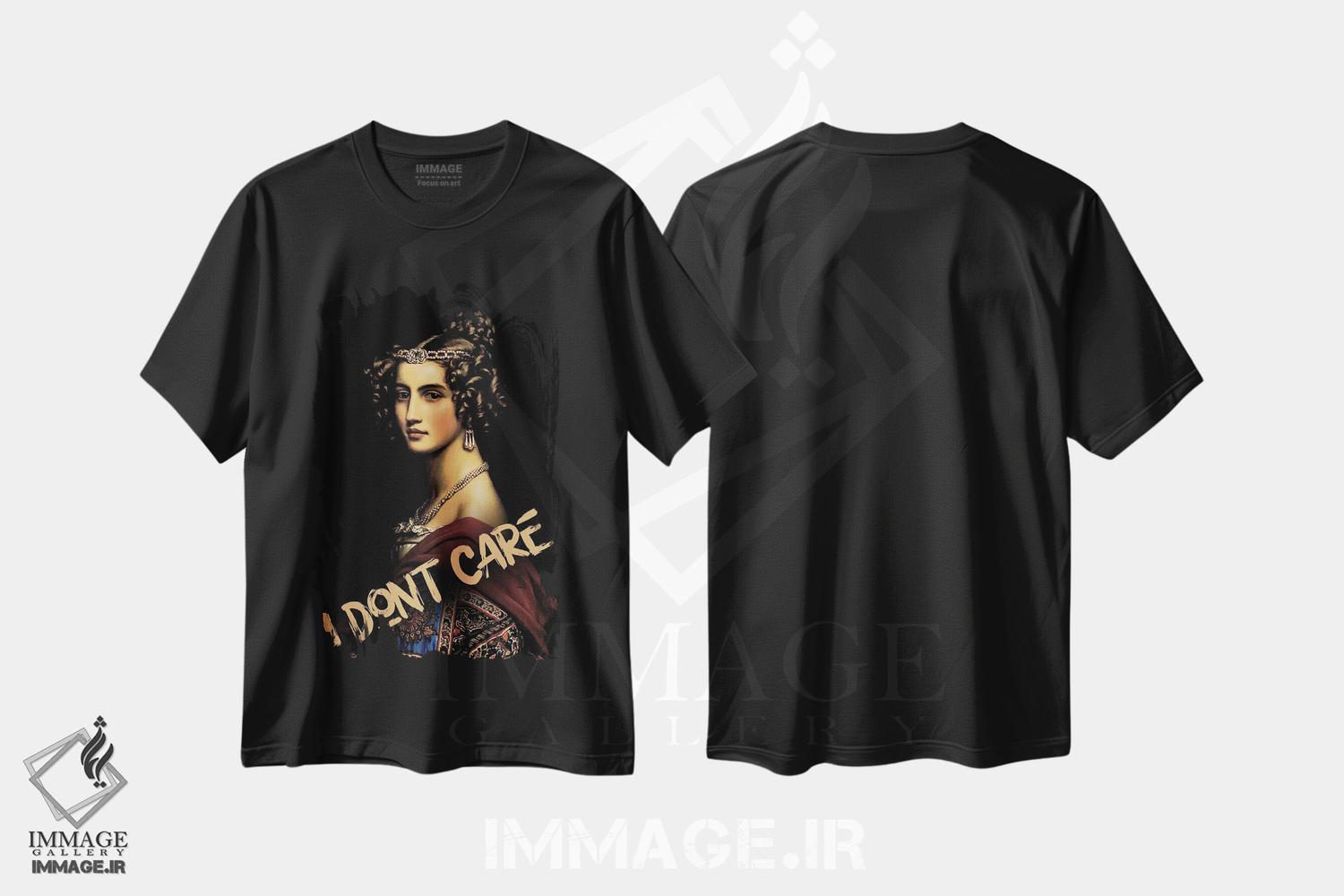تیشرت طرح دار زن زیبا، برام مهم نیست، تزئینی اثر بونا فیدسا | immage.ir
