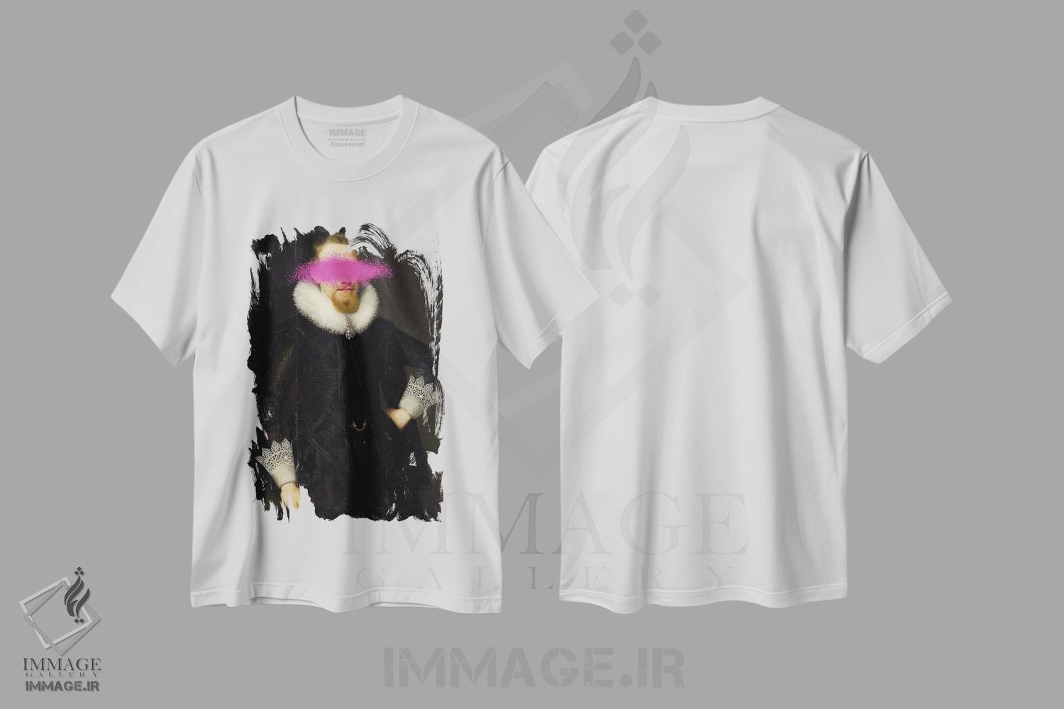 تیشرت طرح دار کلاژهای سورئال از پرتره های رنسانسی، هنر دیجیتال اثر بونا فیدسا | فروشگاه ایماژ