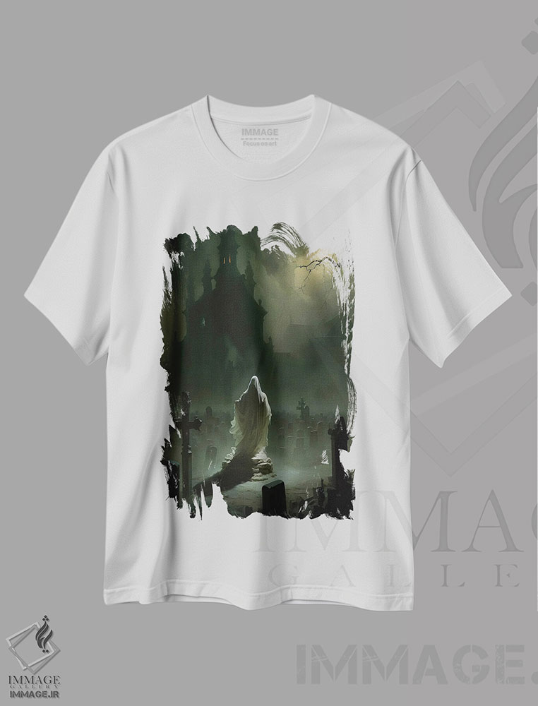 تیشرت طرح دار روح در قبرستان زیر نور ماه، هنر دیجیتال اثر بونا فیدسا | فروشگاه ایماژ