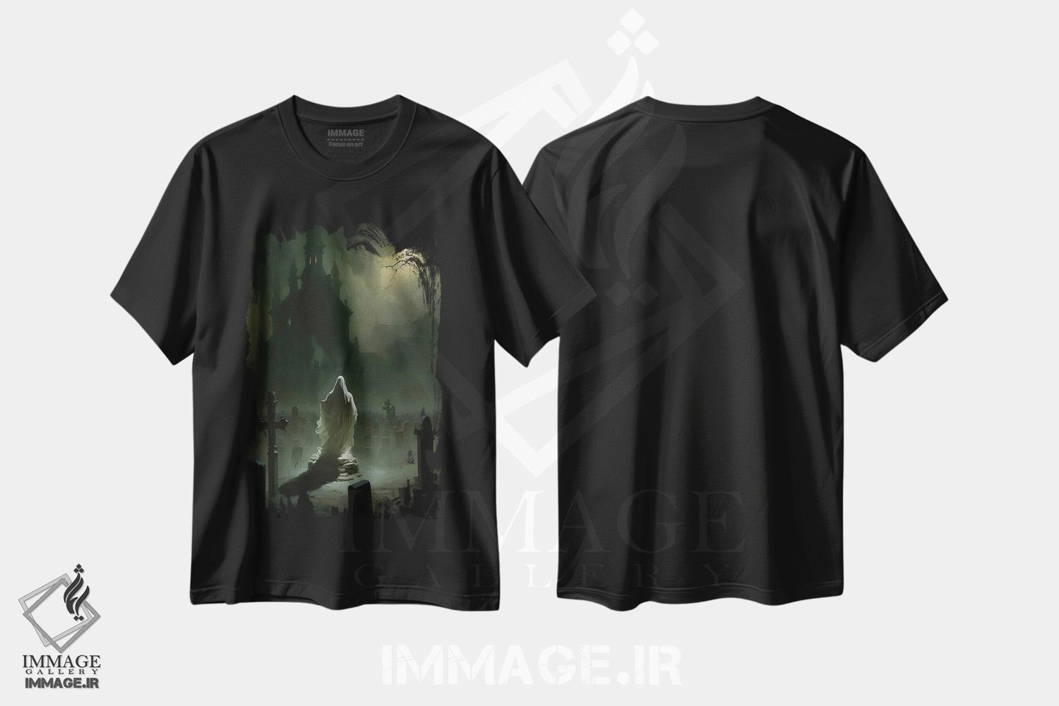 تیشرت طرح دار روح در قبرستان زیر نور ماه، هنر دیجیتال اثر بونا فیدسا | immage.ir
