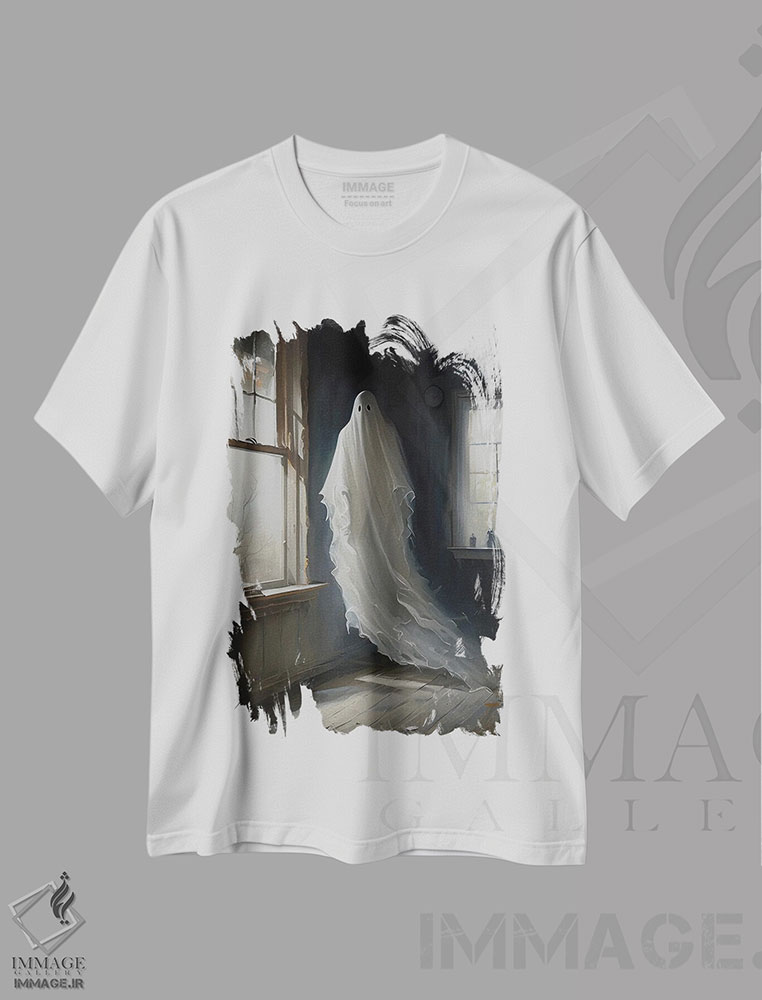 تیشرت طرح دار روحی که خانهٔ متروکه را تسخیر کرده، هنر دیجیتال اثر بونا فیدسا | immage.ir