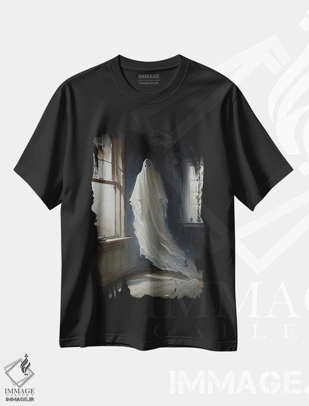 تیشرت طرح دار روحی که خانهٔ متروکه را تسخیر کرده، هنر دیجیتال اثر بونا فیدسا | فروشگاه ایماژ
