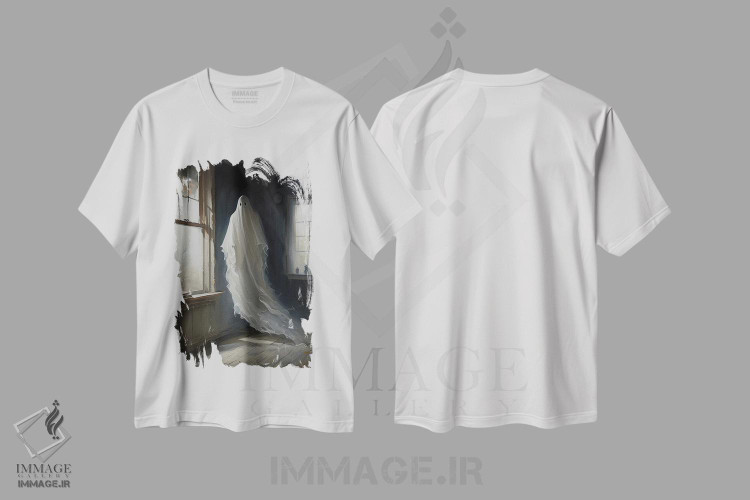 تیشرت طرح دار روحی که خانهٔ متروکه را تسخیر کرده، هنر دیجیتال اثر بونا فیدسا | immage.ir
