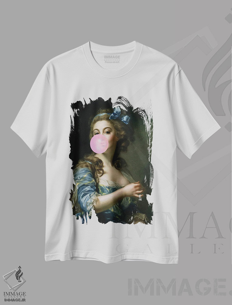 تیشرت طرح دار پرترهٔ آدامس بادکنکی، هنر دیجیتال اثر بونا فیدسا | immage.ir