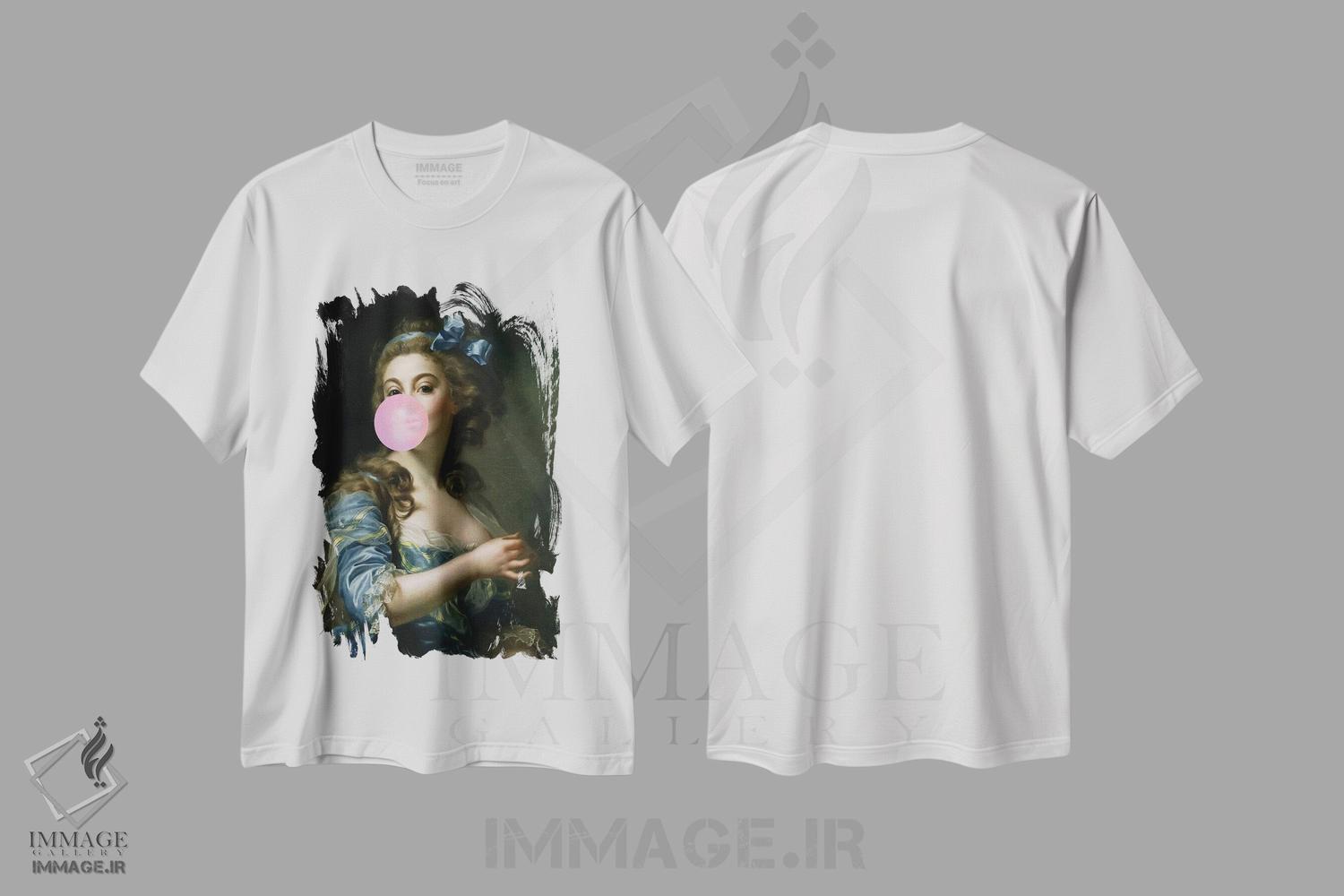 تیشرت طرح دار پرترهٔ آدامس بادکنکی، هنر دیجیتال اثر بونا فیدسا | immage.ir