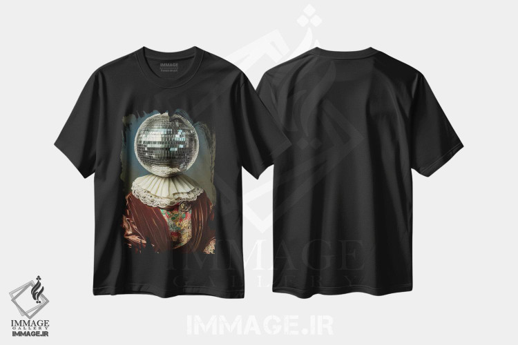 تیشرت طرح دار پرتره کلاژ گوی دیسکو، هنر دیجیتال اثر بونا فیدسا | immage.ir