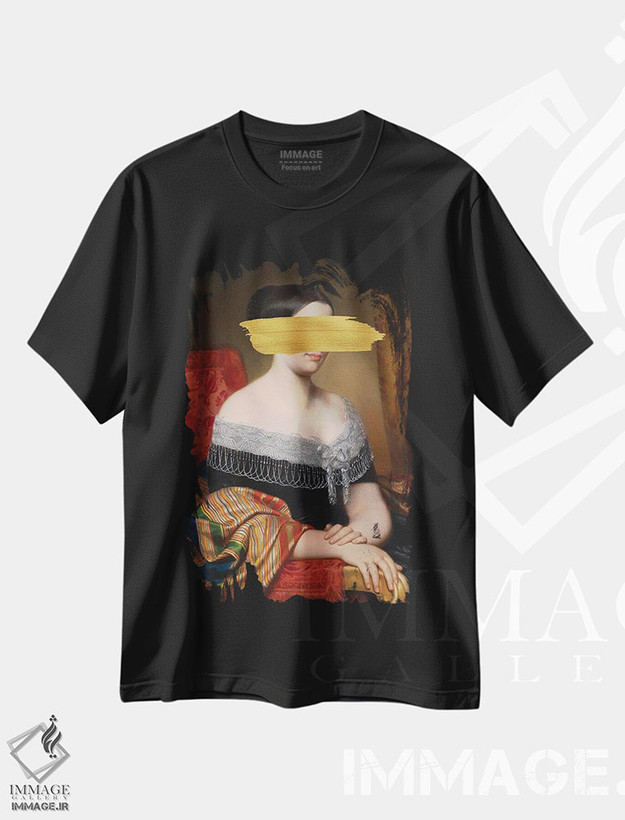 تیشرت طرح دار پرتره سورئال زن شیک، هنر فاخر معاصر اثر بونا فیدسا | فروشگاه ایماژ