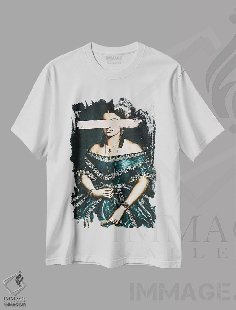 تیشرت طرح دار پرتره زن قدیمی دگرگون شده II، هنر دیجیتال اثر بونا فیدسا | immage.ir