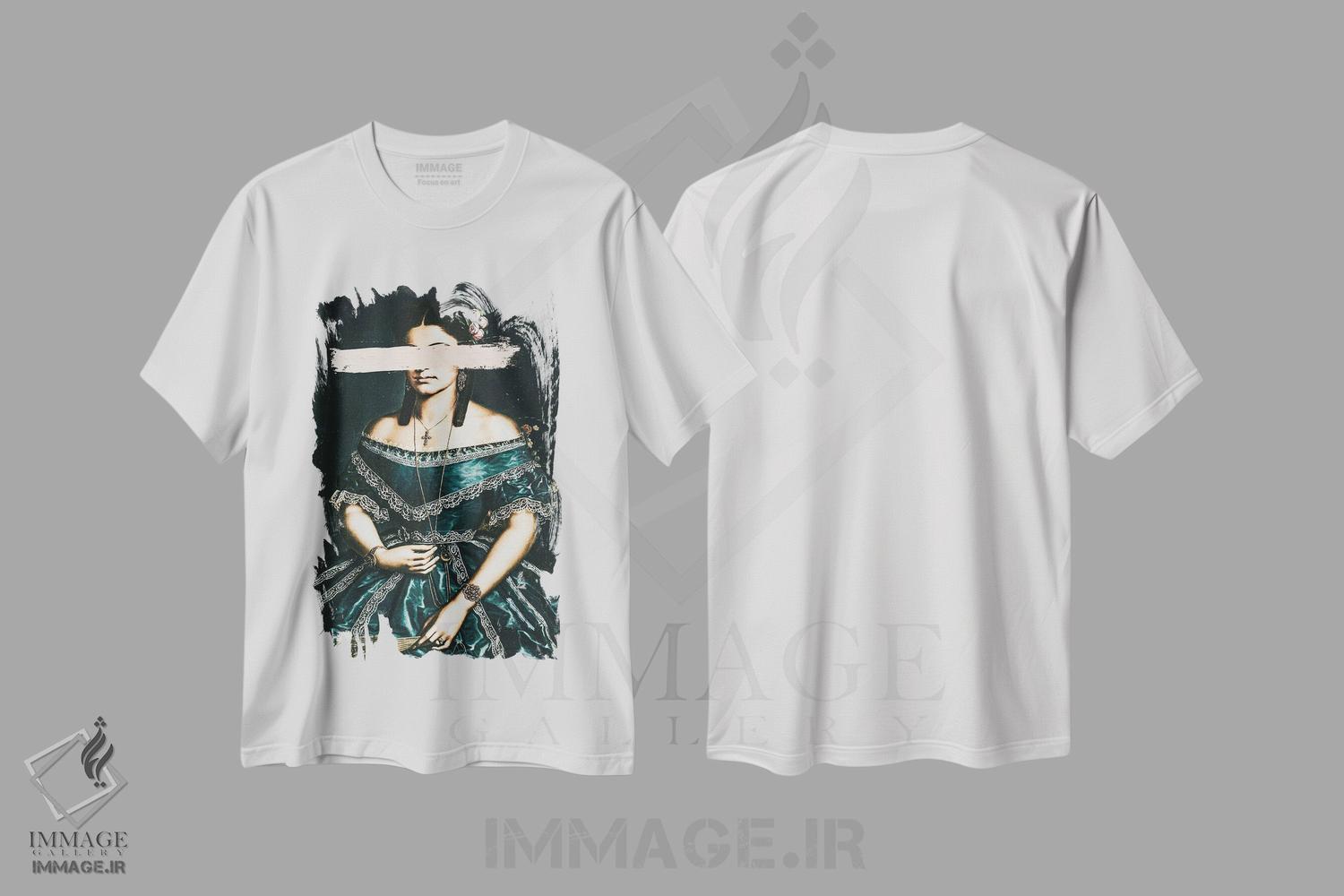 تیشرت طرح دار پرتره زن قدیمی دگرگون شده II، هنر دیجیتال اثر بونا فیدسا | immage.ir