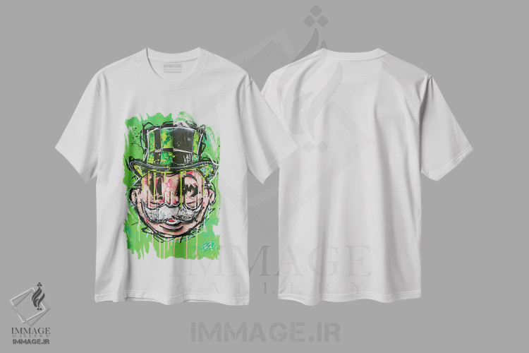 تیشرت طرح دار عمو پولدار سبز، مدیوم اثر برایان گارسیا | فروشگاه ایماژ