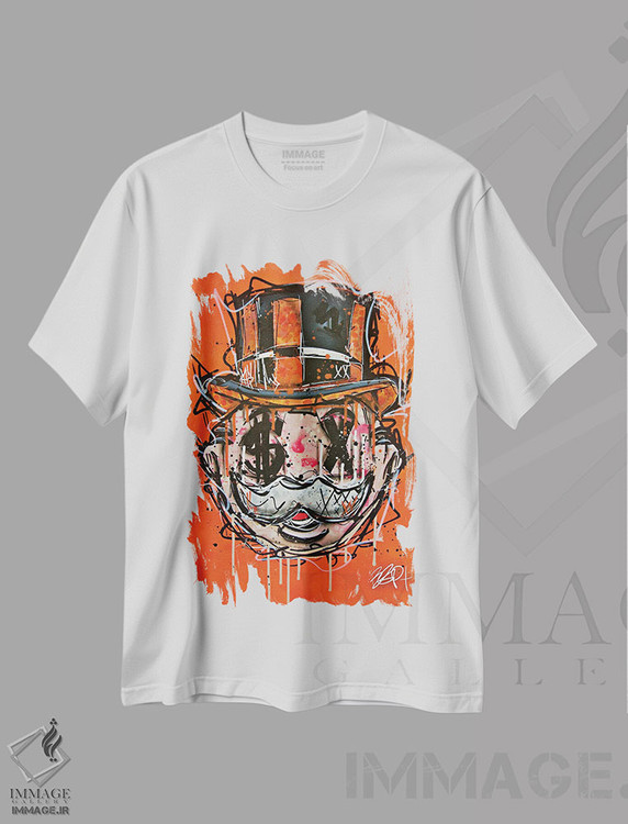 تیشرت طرح دار عمو پولدار نارنجی، مدیوم اثر برایان گارسیا | immage.ir