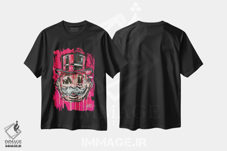 تیشرت طرح دار عمو پولدار صورتی، مدیوم اثر برایان گارسیا | immage.ir