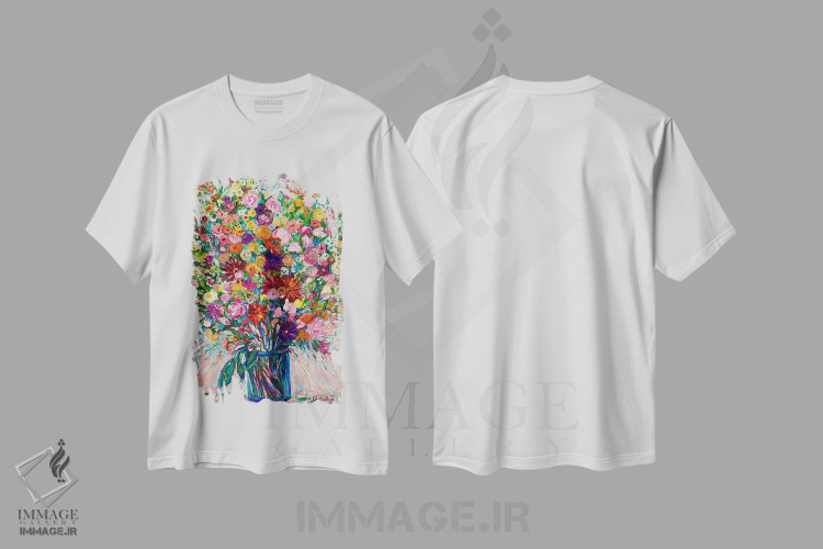 تیشرت طرح دار باغ گل، هنر فاخر معاصر اثر جولیا بورگ | فروشگاه ایماژ
