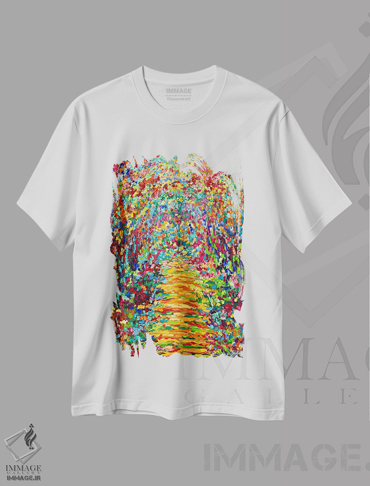 تیشرت طرح دار آبی های سپتامبر، آبستره اثر جولیا بورگ | immage.ir