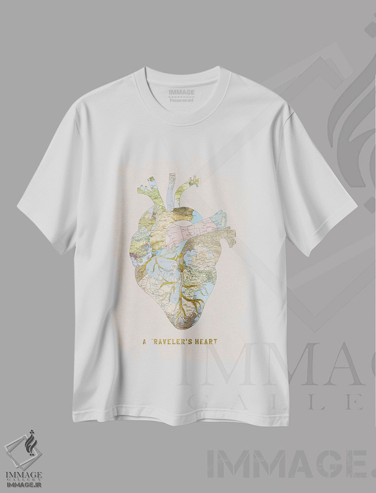 تیشرت طرح دار قلب یک مسافر II، هنر دیجیتال اثر بیانکا گرین | immage.ir