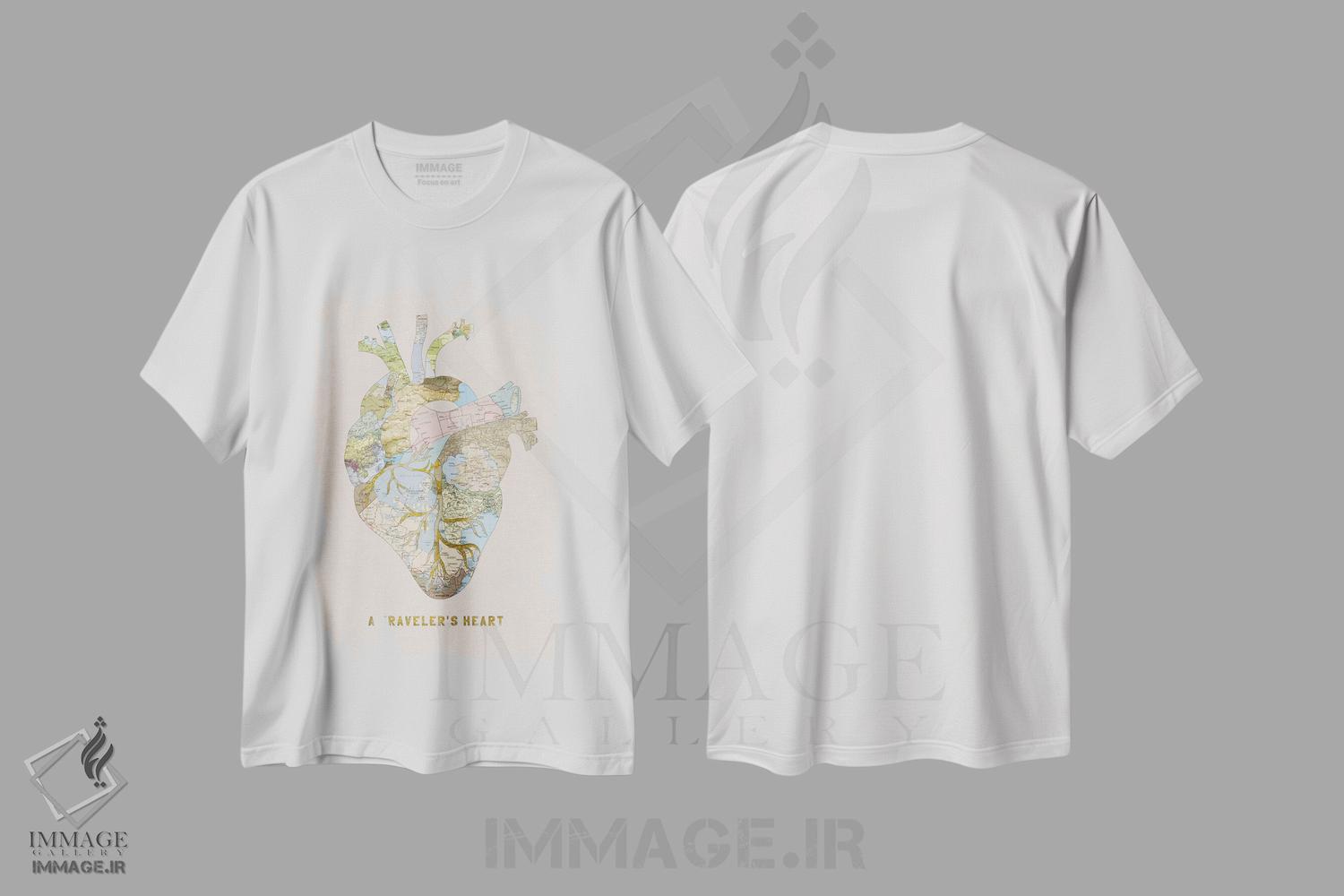 تیشرت طرح دار قلب یک مسافر II، هنر دیجیتال اثر بیانکا گرین | immage.ir