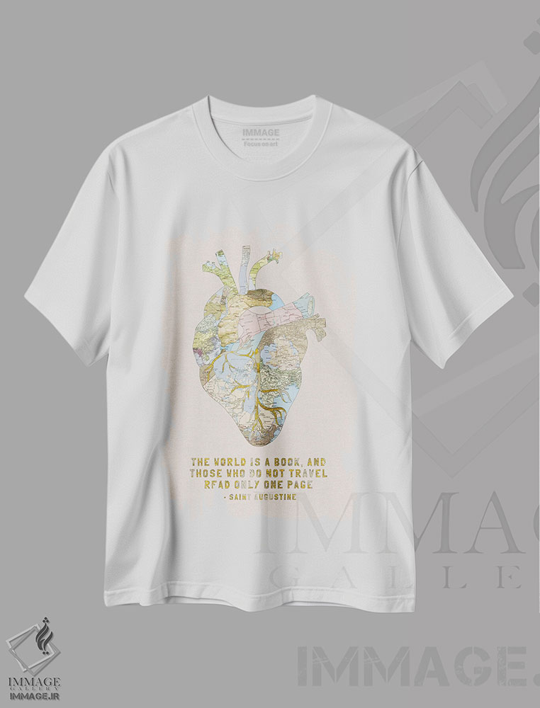 تیشرت طرح دار قلب یک مسافر III، هنر دیجیتال اثر بیانکا گرین | فروشگاه ایماژ