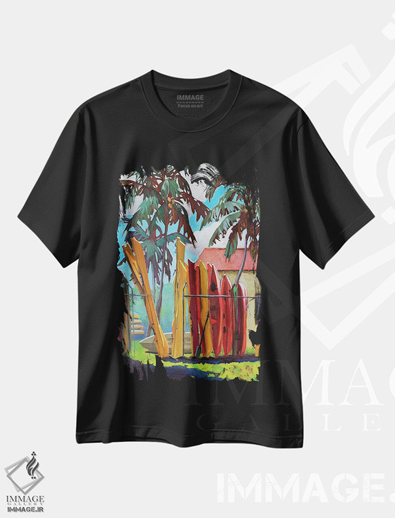 تیشرت طرح دار کایاک های رنگارنگ، دکور ساحلی اثر آنا بوگوشفسکایا | immage.ir