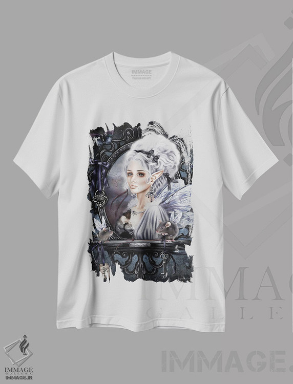 تیشرت طرح دار بانوی خاکستری، هنر دیجیتال اثر بریگید اشوود | immage.ir