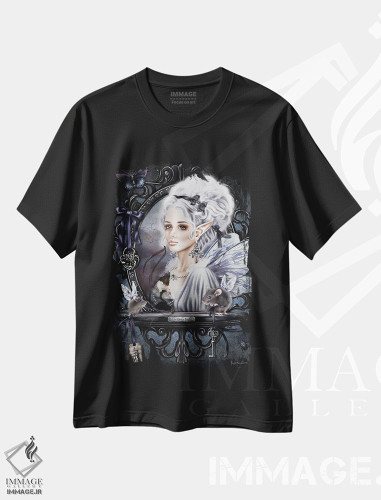 تیشرت طرح دار بانوی خاکستری، هنر دیجیتال اثر بریگید اشوود | فروشگاه ایماژ