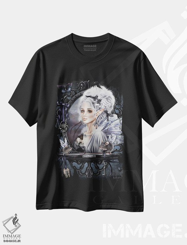 تیشرت طرح دار بانوی خاکستری، هنر دیجیتال اثر بریگید اشوود | فروشگاه ایماژ