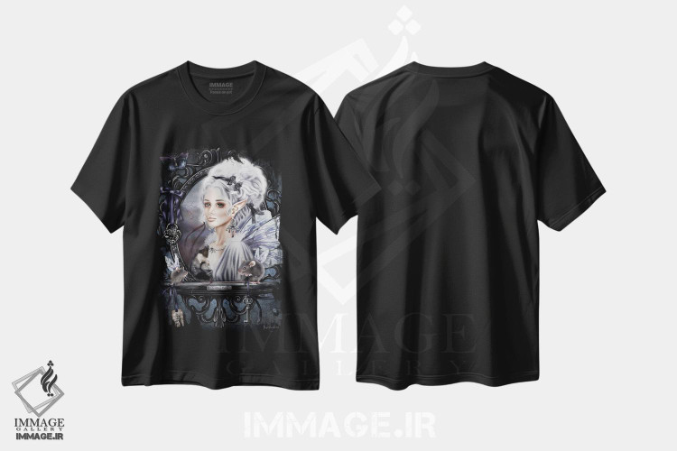 تیشرت طرح دار بانوی خاکستری، هنر دیجیتال اثر بریگید اشوود | فروشگاه ایماژ