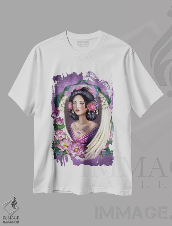 تیشرت طرح دار فرشته نیلوفر، هنر دیجیتال اثر بریگید اشوود | immage.ir