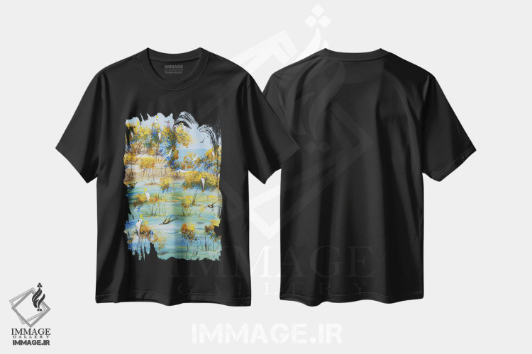 تیشرت طرح دار تا جایی که می توانیم اوج بگیریم، آبستره اثر آدام بوگوش | فروشگاه ایماژ